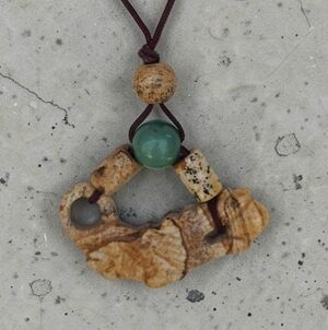 🐊 Unique Carved Picture Jasper And Jade Alligator Pendant Necklace